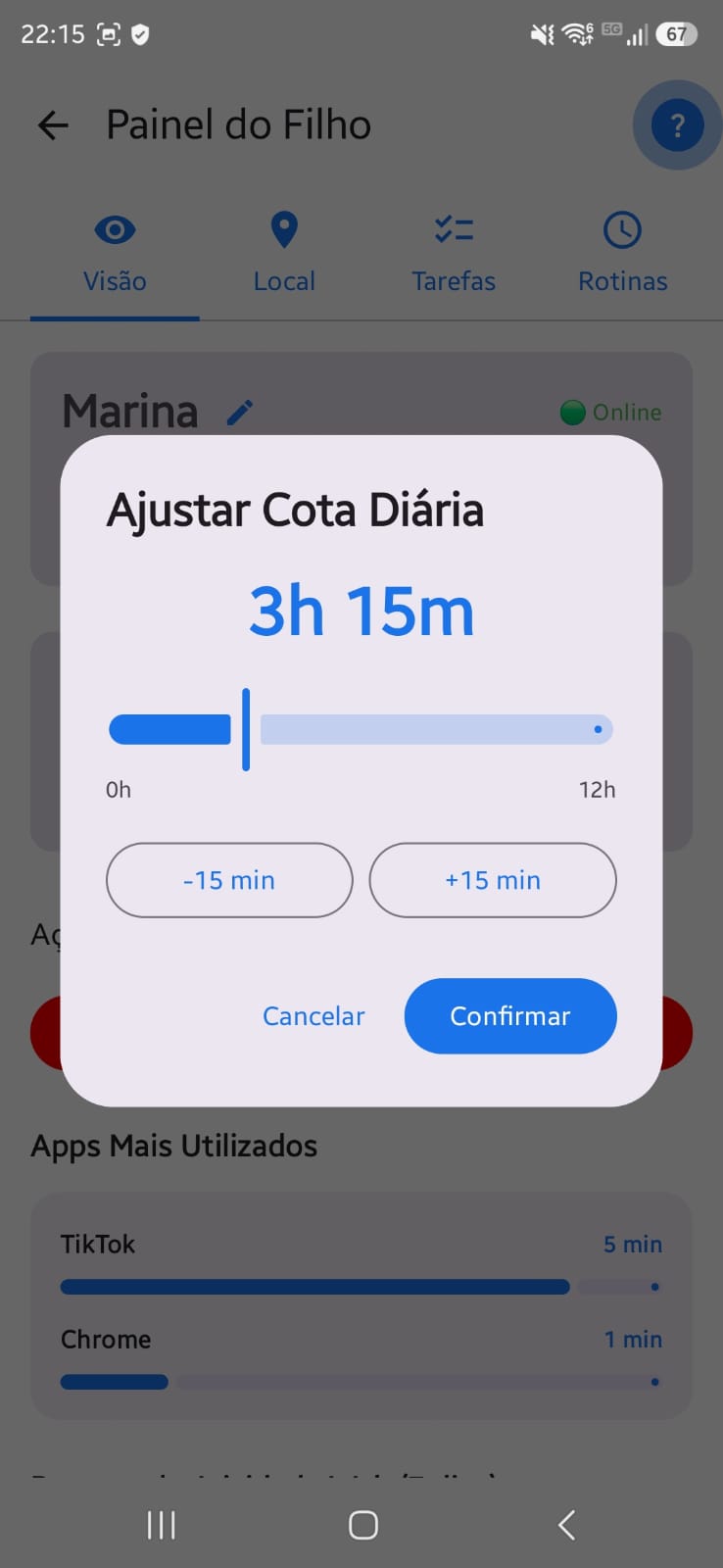 Funcao de cota diaria no Attento