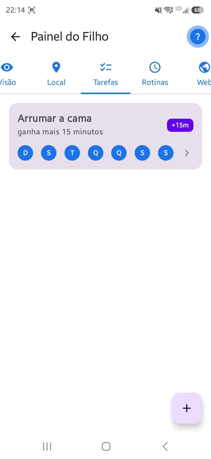 Tela de tarefas do Attento